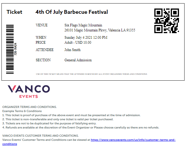Terms and Conditions – Vanco Events