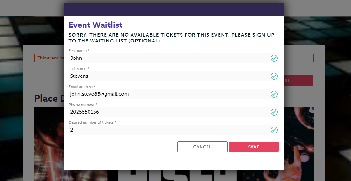 Wait lists – Vanco Events